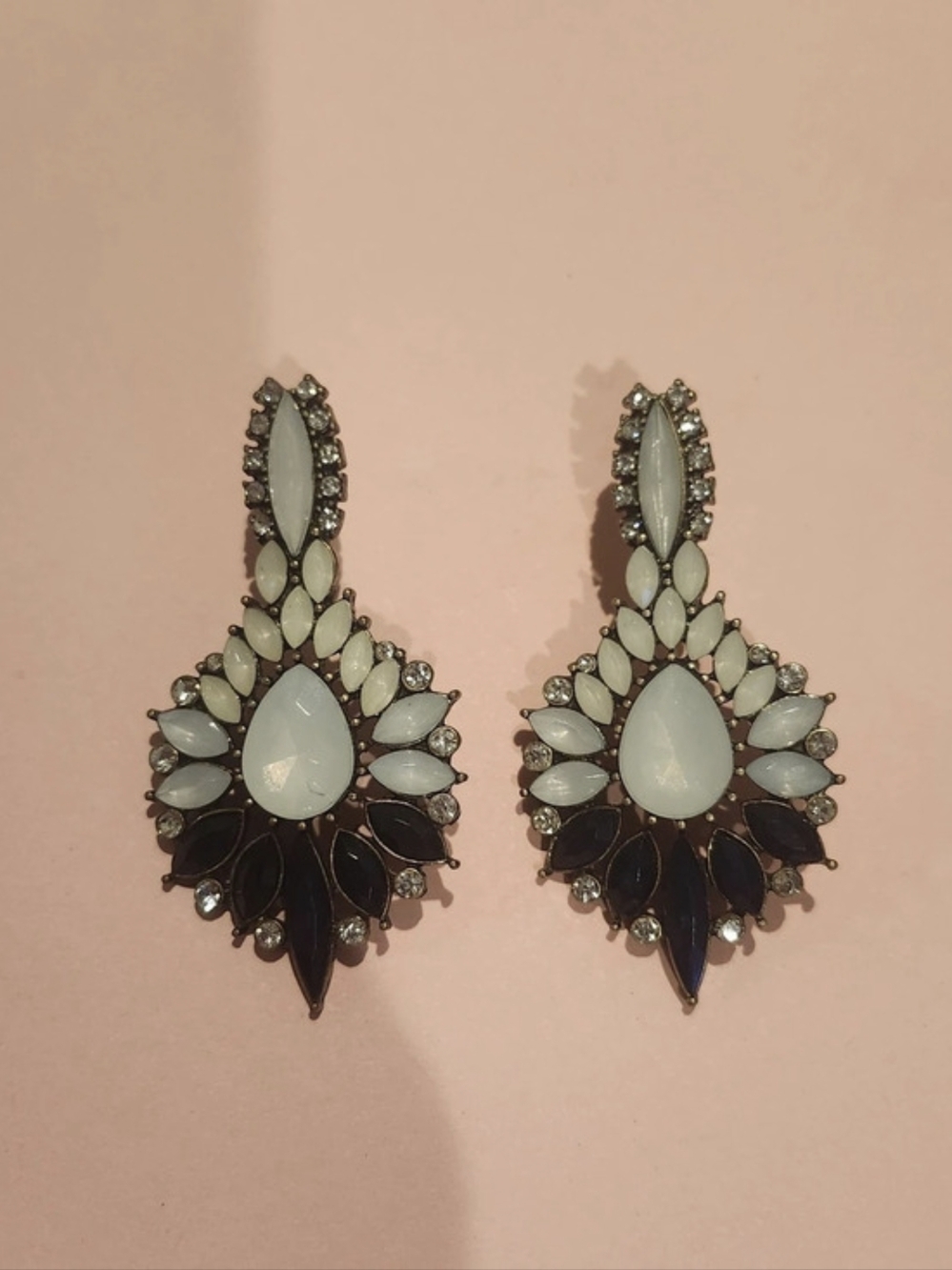 Statement Drop Earrings in Gold & Blue Like New